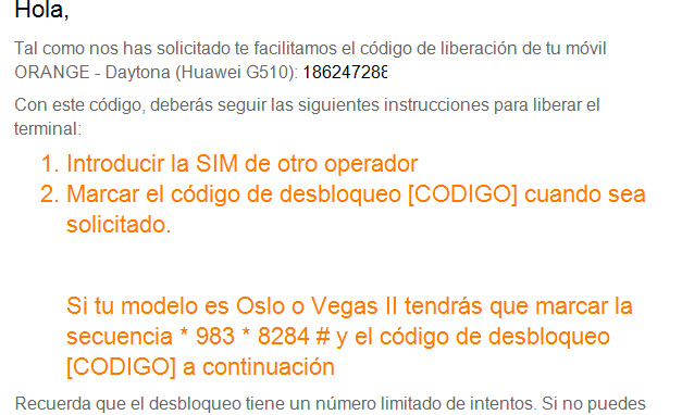 desbloqueo movil orange por IMEI