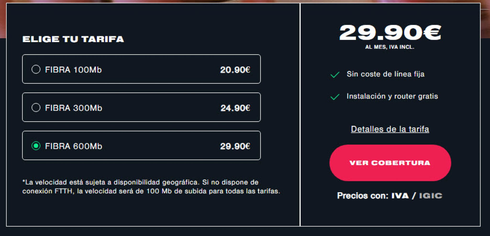 Vodafone Fibra 600 Coaxial No Simetrica