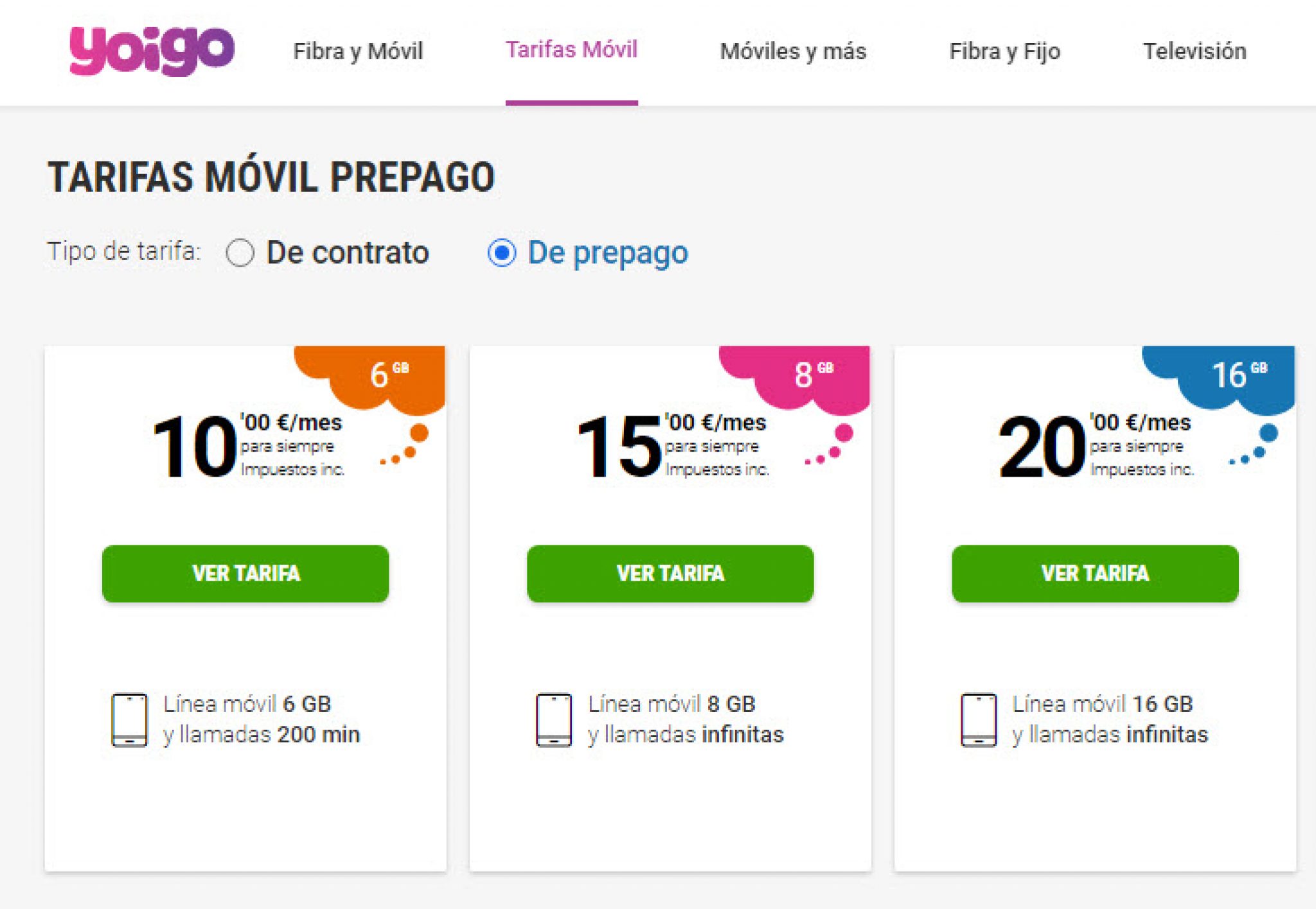 tarifas prepago m�vil