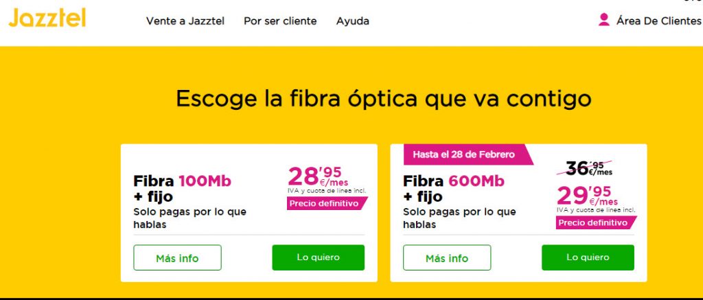 mejores tarifas de fibra