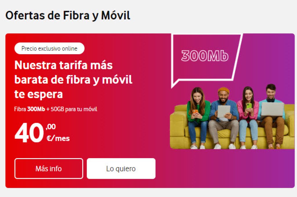 Tarifas Fibra y Móvil Vodafone